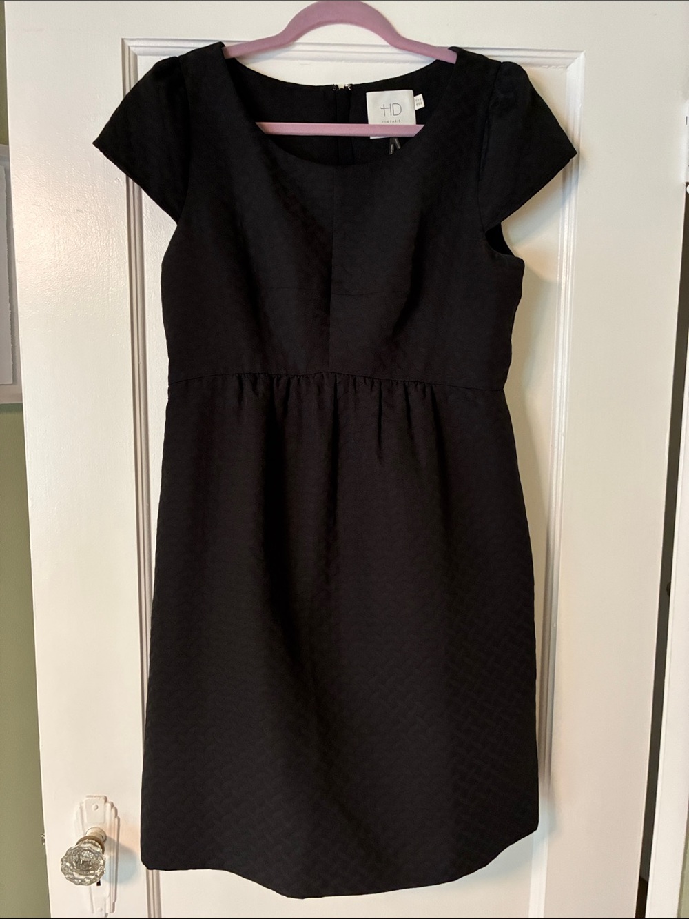 HD in Paris Black Textured Cap-Sleeve Mini Dress